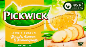 Чай фруктово-трав'яний ароматизований Імбир-лемонграс Fruit fusion Pickwick к/у 20х2г