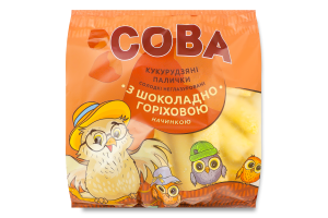 Палочки кукурузные сладкие неглазированные с шоколадно-ореховой начинкой Сова м/у 115г