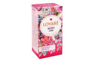 Бленд чаю квіткового та ягідного з пелюстками квітів та ароматом малини смородини і вишні Berry jam Lovare к/у 24х1.5г