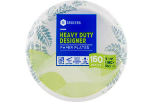 SE Grocers Paper Plates 8 1/2" Lunch Size Heavy Duty Designer - 160 CT