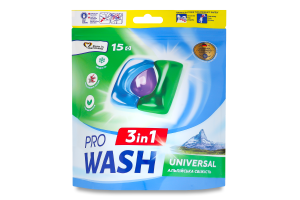 Средство для стирки в капсулах Альпийская свежесть Universal Pro Wash 15х15г