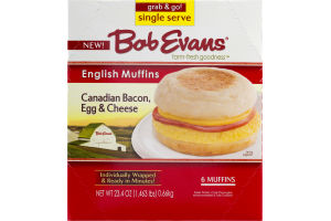 Bob Evans English Muffins Canadian Bacon, Egg & Cheese - 6 CT