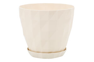 Вазон д/квітів Кристал 0,6л бежевий з підставкою Серінова