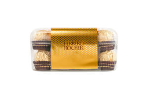 Цукерки вафельні покриті молочним шоколадом та подрібненими лісовими горіхами з начинкою Ferrero Rocher п/у 200г