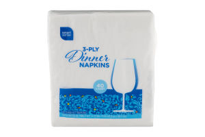Smart Sense 3-Ply Dinner Napkins - 40 CT