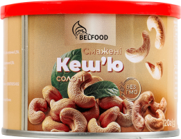 Кешью жареные соленые BelFood ж/б 120г