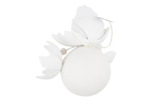 Куля новорічна Квітка біла пластик 8см КМ