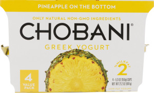 Chobani Greek Yogurt Pineapple On The Bottom - 4 PK
