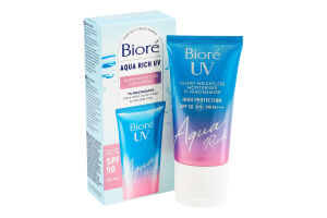 Крем сонцезахисний зволожуючий SPF 50 Glowy weightless moisturizer Aqua Rich UV Biore 50мл