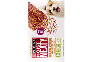 Purina Moist & Meaty Dog Food Burger With Cheddar Cheese Pouches - 12 CT
