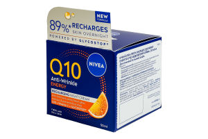 Крем проти зморщок нічний для стомленої та тьмяної шкіри Відновлення сяйва Енергія Q10 Nivea 50мл