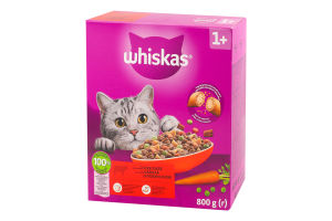 Корм сухий повнораціонний для дорослих котів з яловичиною Whiskas к/у 800г
