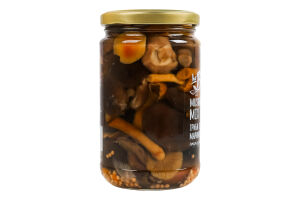 Грибы закусочные маринованные стерилизованные с сахаром и подсластителем Микс the Banka с/б 300г