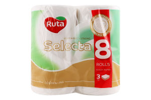 Папір туалетний 3-х шаровий Selecta Ruta 8шт