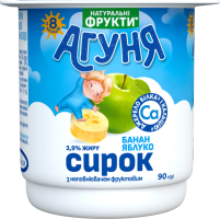Сирок 3.9% для дітей від 8міс з наповнювачем фруктовим Банан-яблуко Агуня ст 90г