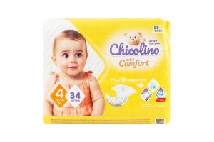 Підгузники для дітей 7-14кг 4 Soft comfort Chicolino 34шт