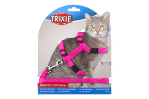 Шлея з повідцем д/котів нейлон 10мм 22-42см Trixie