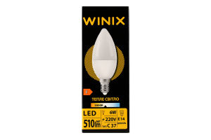 Лампа тепле світло C37 6W E14 3000K LED Winix 1шт