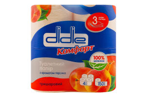 Туал. папір Didie 4 шт. Комфорт аром. Персик 3-х шар.