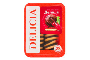 Печиво здобне збивне зі смаком вишні Деліція Delicia лоток 300г