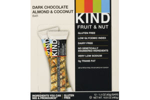 KIND Fruit & Nut Bars Dark Chocolate Almond & Coconut - 12 CT