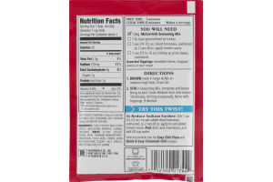 McCormick Chili 30% Less Sodium Seasoning Mix Mild