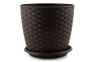 Горщик д/квітів Ротанг темно-коричневий з підставкою 16*15см арт114056 Алеана