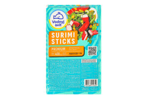 Продукт із сурімі з додаванням яєчного білка пастеризований Surimi sticks Premium Vodnyi svit охол в/у 400г