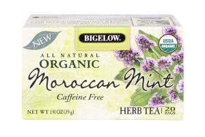 Bigelow All Natural Organic Moroccan Mint Caffeine Free Herb Tea - 20 Tea Bags