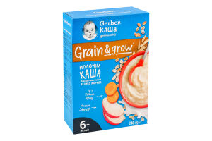 Каша молочна для дітей від 6міс суха швидкорозчинна вівсяно-пшенична Яблуко-морква Grain&Grow Gerber к/у 240г