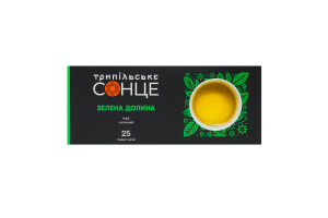 Чай зеленый байховый фасованный Зеленая долина Трипільське Сонце к/у 25х1.5г