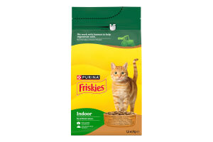 Корм сухой для взрослых котов с курицей и индейкой, с овощами Indoor Friskies м/у 1.5кг