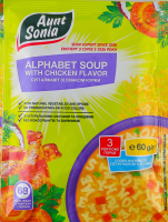 Суп з макаронними виробами та сушеними овочами зі смаком курки Алфавіт Aunt Sonia м/у 60г