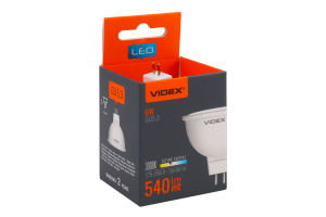 Лампа светодиодная 6W 540lm GU5.3 3000К MR16e Videx 1шт