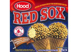Hood Red Sox Chocolate Dipped Sundae Cones With Peanuts - 6 CT