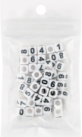 Намистини цифри 6*6мм XA50 білий Cube-4SC501-D1