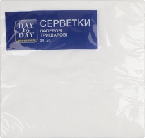 Серветки паперові 3-х шарові з тисненням по периметру білі 33x33см Day by Day 20шт