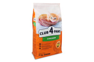 Корм сухий повнораціонний для кошенят Курка Premium Club 4 Paws м/у 5кг