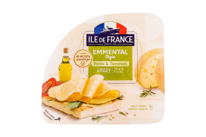 Сир напівтвердий Емменталь з травами і томатами Ile De France лоток 150г