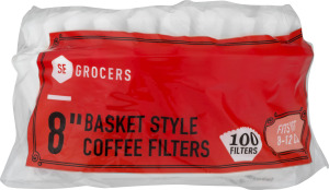 SE Grocers 8" Basket Style Coffee Filters - 100 CT