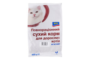 Корм сухий повнораціонний для дорослих котів М'ясний Aro м/у 400г