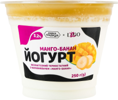Йогурт 3.2% безлактозний термостатний з наповнювачем Манго-банан Lago ст 250г