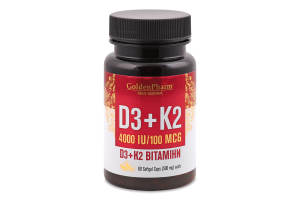 Добавка дієтична Вітамін D3+K2 500мг 60капсул Golden pharm