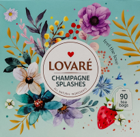 Бленд чая черного и зеленого мелкого с ягодами, лепестками и ароматом земляники Champagne splashes Lovare к/у 90х2г