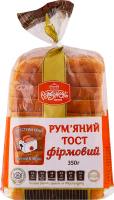 Хлеб половинка в нарезке из пшеничной муки тостовый формовой Фирменный Румяный тост Рум'янець м/у 350г