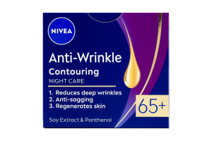 Крем против морщин ночной + контуринг с экстрактом сои и пантенолом 65+ Nivea 50мл