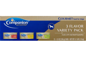 Companion Gourmet Food for Dogs Variety Pack - 12 CT