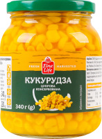 Кукуруза сахарная из целых зерен консервированная стерилизованная Fine Life в/с с/б 340г