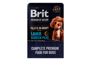 Корм влажный полнорационный для взрослых собак всех пород Lamb&Green peas Premium by Nature Brit д/п 85г