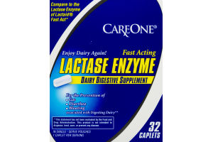 CareOne Lactase Enzyme Dairy Digestive Supplement Caplets - 32 CT